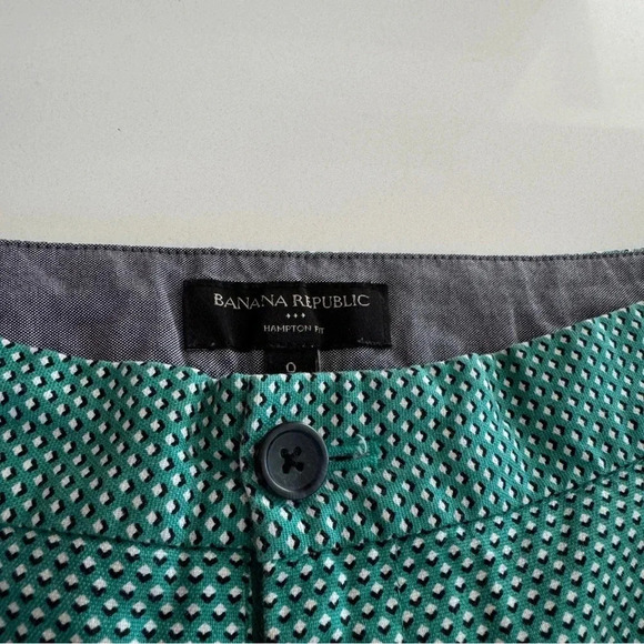 Banana Republic Hampton Fit Cigarette Green Diamonds Ankle Pants sz 0 - Picture 4 of 9
